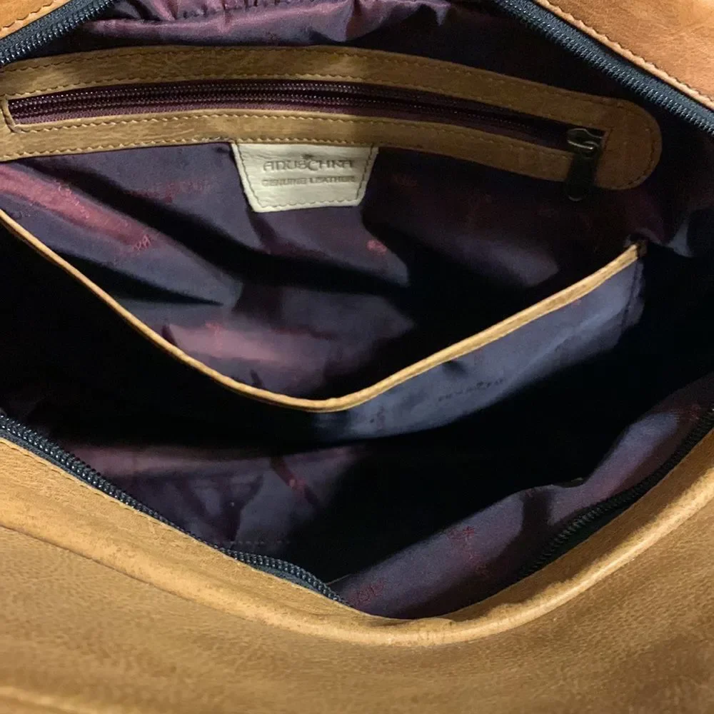 Anuschka RARE tiger & roses large hand painted shoulder bag.  EUC - Picture 5 of 12